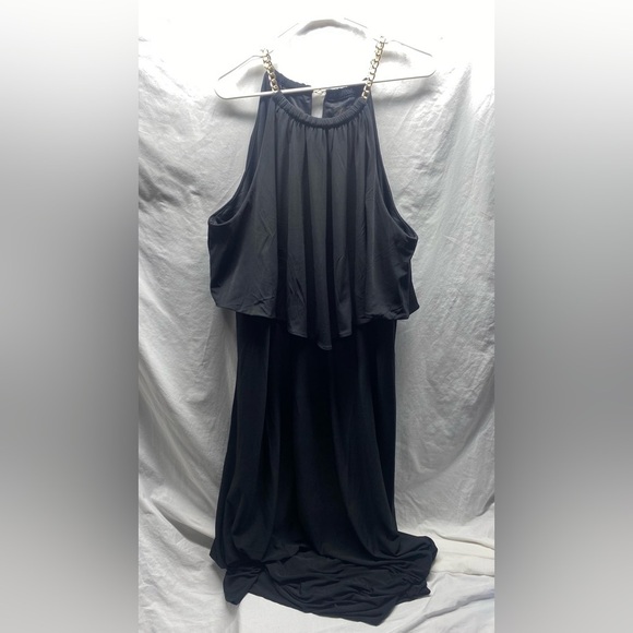 Thalia Sodi Black Maxi Halter Dress with Gold Chain Accent at Neckline Size XXL - Picture 6 of 11